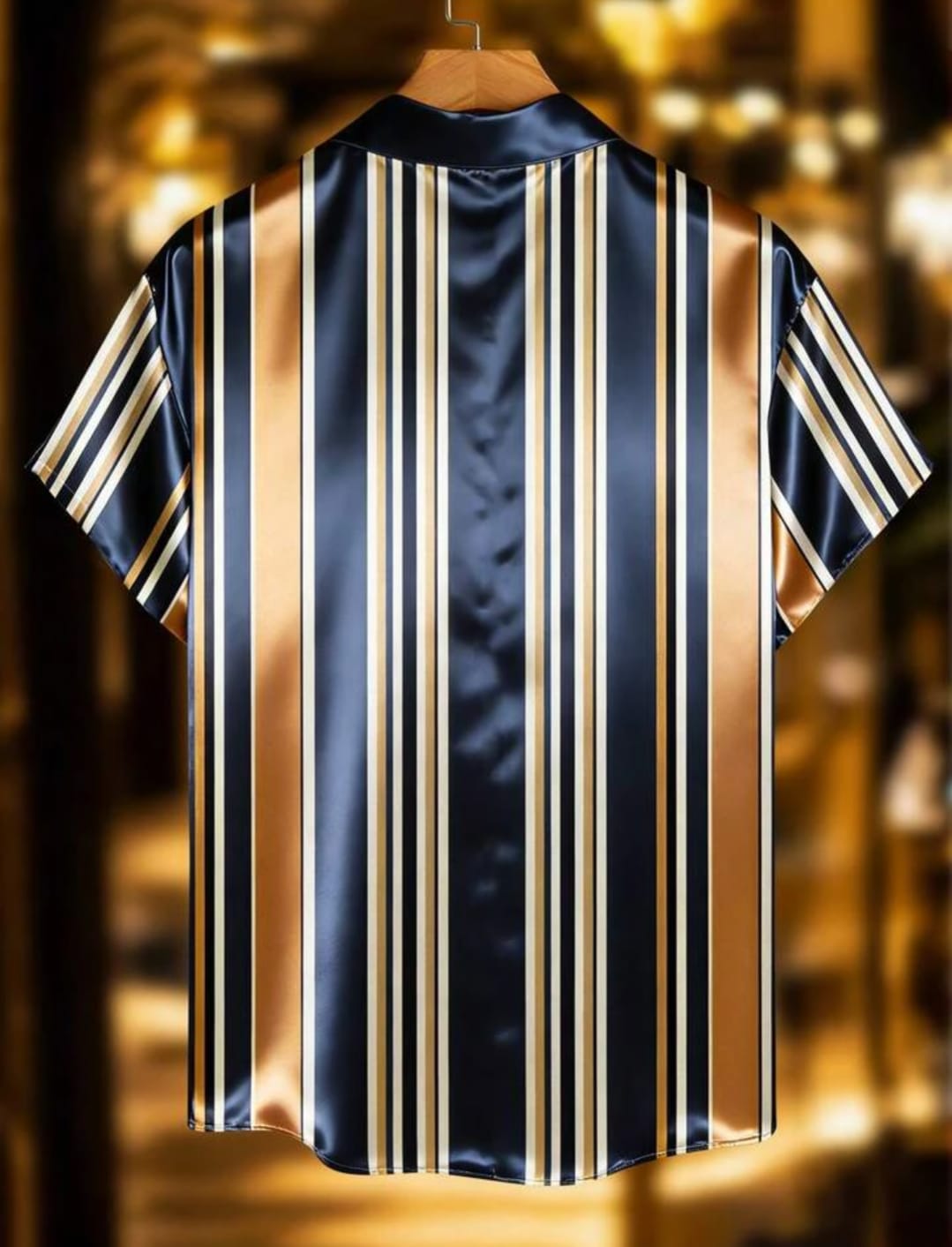 Men's Premium Satin Vertical Striped Half Sleeve Shirt